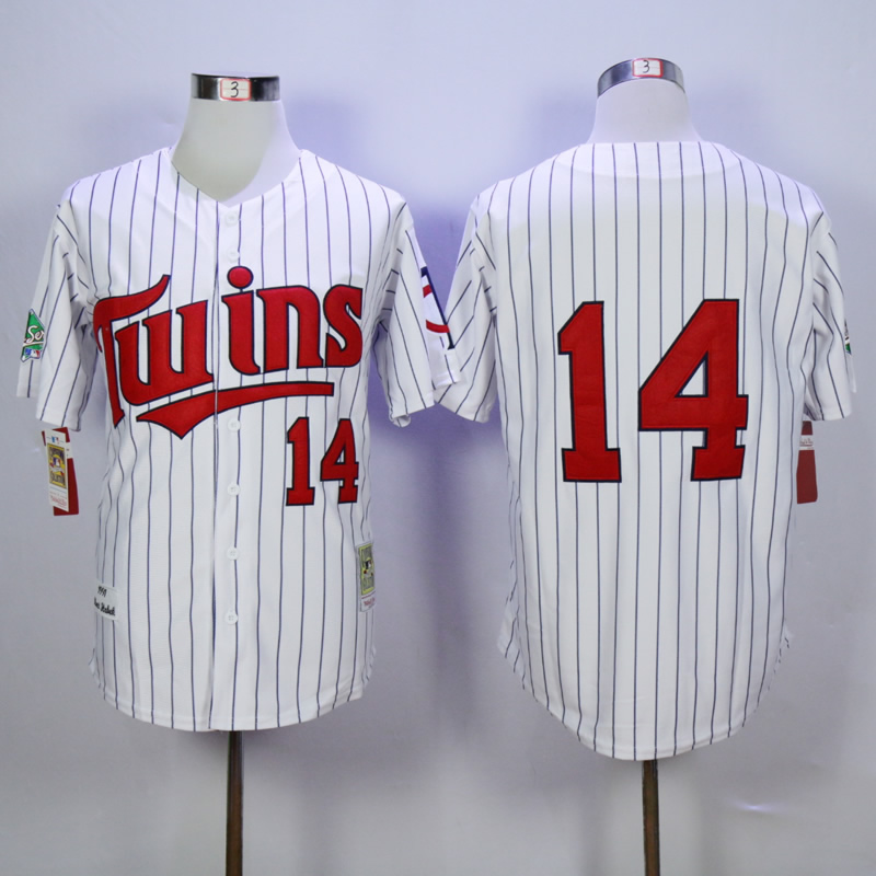 Men Minnesota Twins #14 Hrbek White Throwback 1991 MLB Jerseys->minnesota twins->MLB Jersey